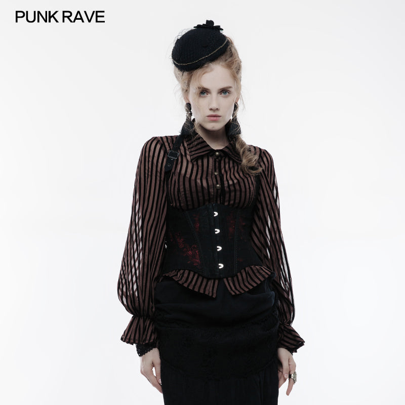 WY-838SYF Mystic Gothic Embossed Shirt with Intricate Baroque Design?-??Punk Rave Clothing