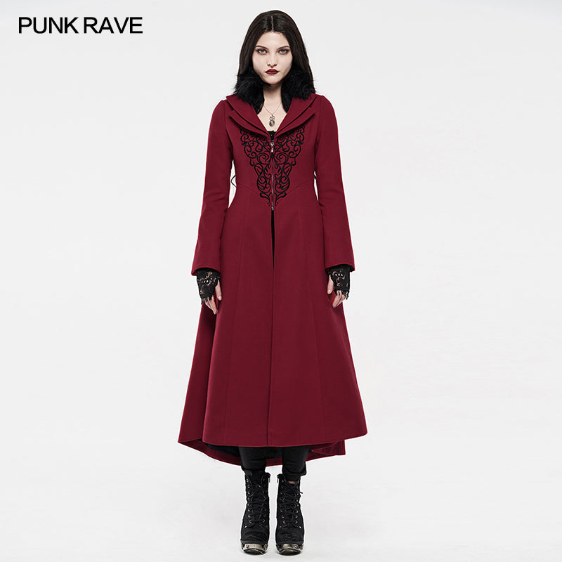 WY-1214LCF gothic embroideredlong coat -  Punk Rave Clothing