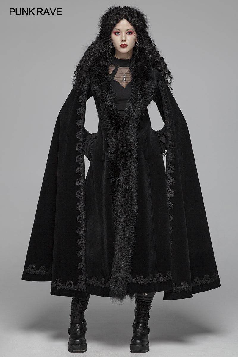 WY-1035 Gothic Vintage Gorgeous Long Coat V-neck Cloak For Women