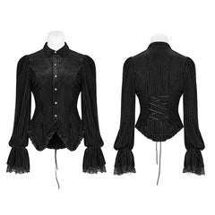 WY-1041 Gothic Dark-Grain Long Sleeve Velvet Shirt