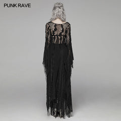 WM-049 Gothic Elegant Asymmetric Lace Long Dress