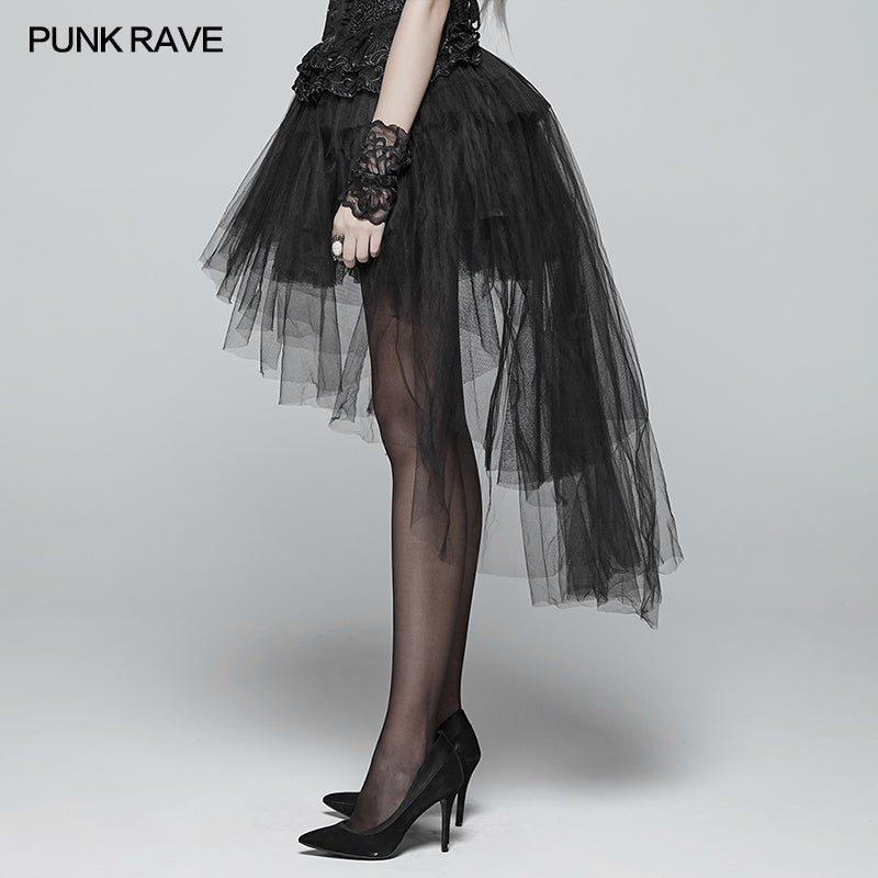 WLQ-090 Gothic Basic Bustle High-low Tulle Skirt