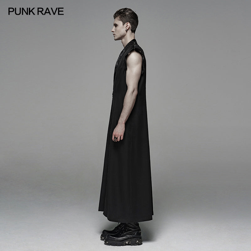 WY-1099 Men Vintage Long Waistcoat Dark Loose Vest -  Punk Rave Clothing