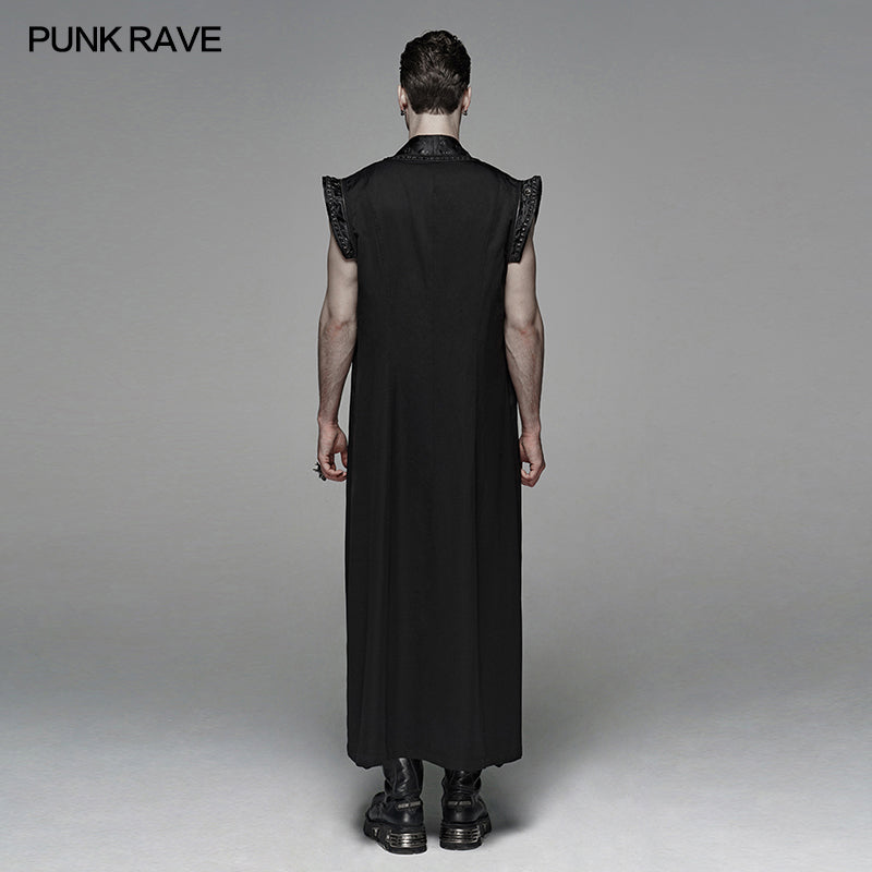 WY-1099 Men Vintage Long Waistcoat Dark Loose Vest -  Punk Rave Clothing