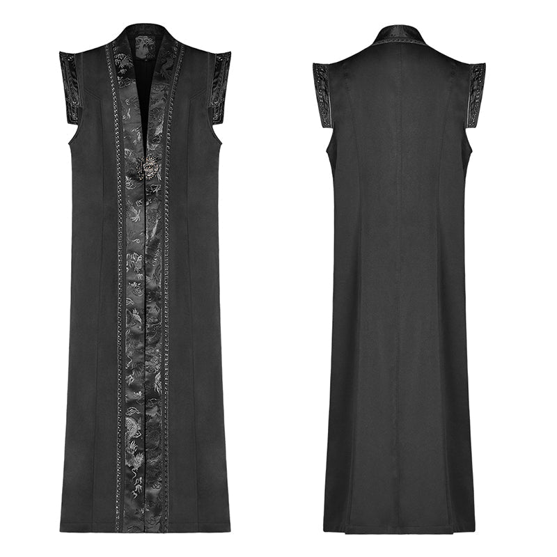 WY-1099 Men Vintage Long Waistcoat Dark Loose Vest -  Punk Rave Clothing