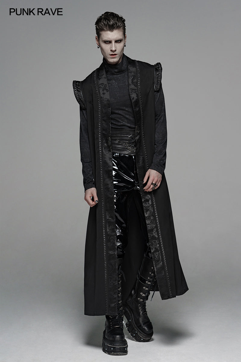WY-1099 Men Vintage Long Waistcoat Dark Loose Vest -  Punk Rave Clothing
