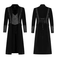 WY-1069 Gothic Men Velvet Medium Length Jacket