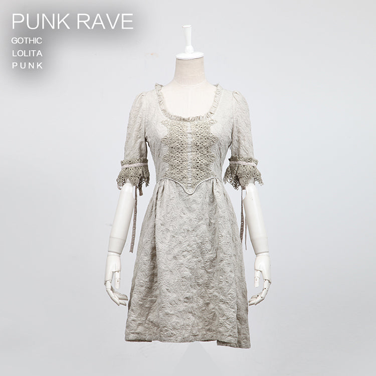Q-233 Short Sleeves Old White Long Gothic Dresses?-??Punk Rave Clothing