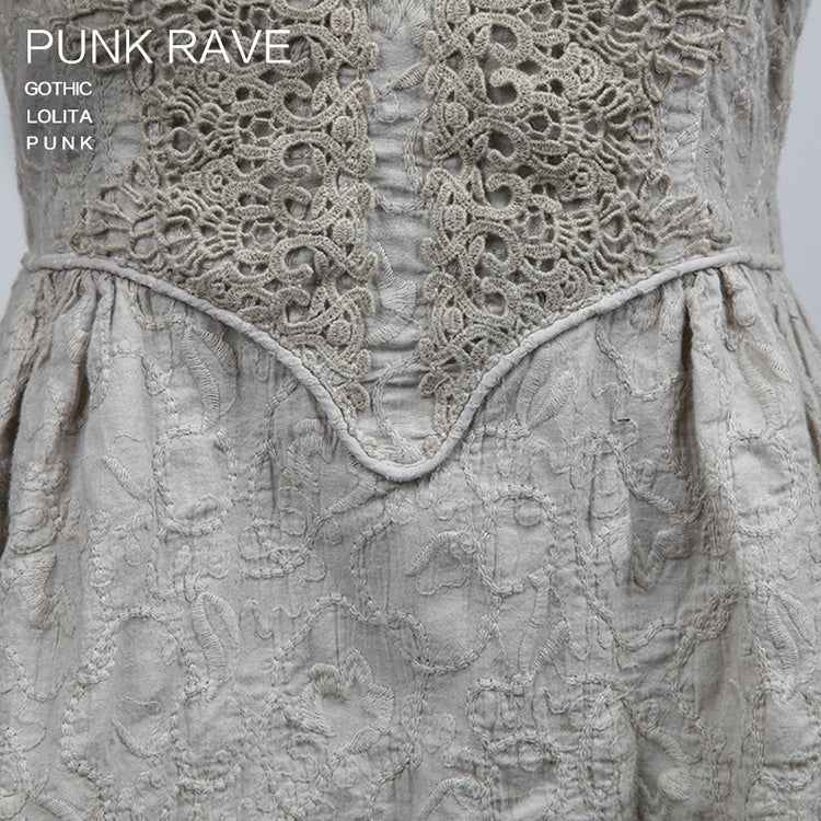 Q-233 Short Sleeves Old White Long Gothic Dresses?-??Punk Rave Clothing