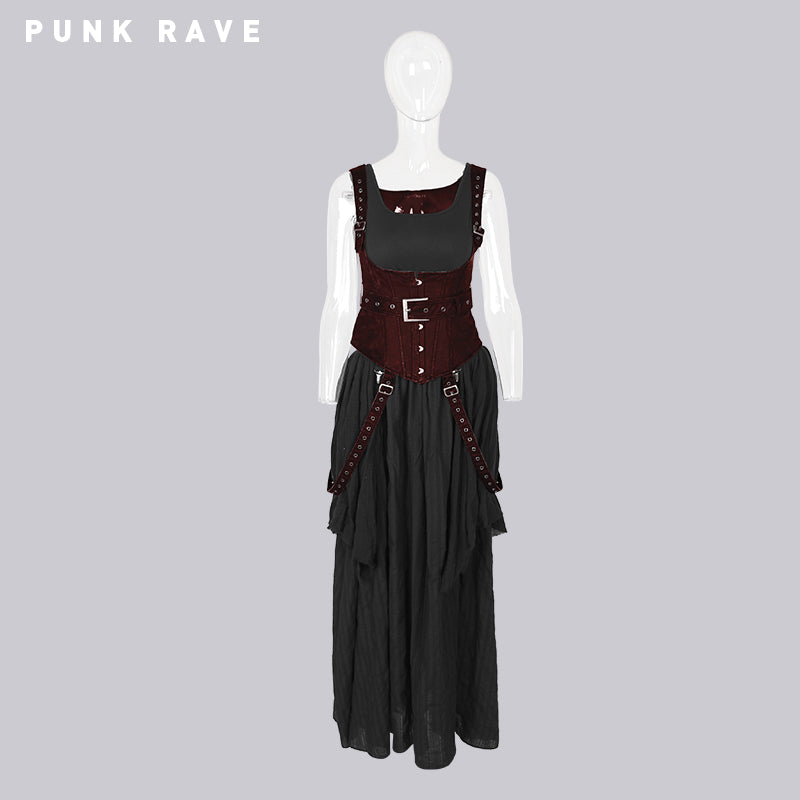 Q-242 High Quality White Steampunk Long Lace Punk Dress?-??Punk Rave Clothing