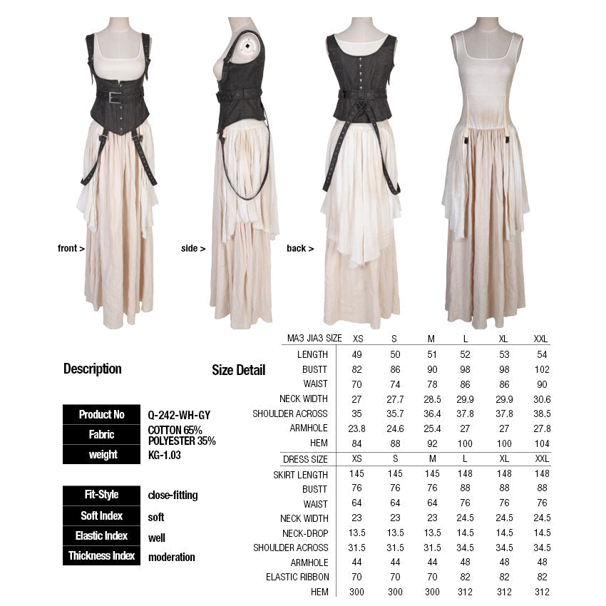 Q-242 High Quality White Steampunk Long Lace Punk Dress?-??Punk Rave Clothing