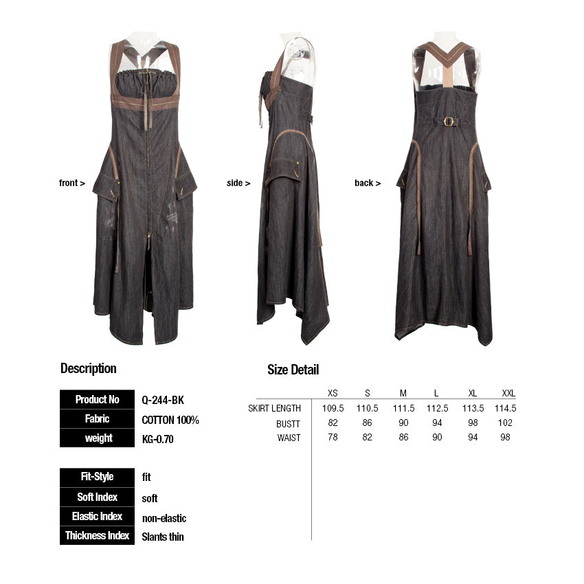 Q-244 Simple Straps Women Sleeveless Long Punk Dress?-??Punk Rave Clothing
