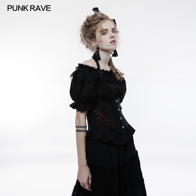 WY-838SYF Mystic Gothic Embossed Shirt with Intricate Baroque Design?-??Punk Rave Clothing