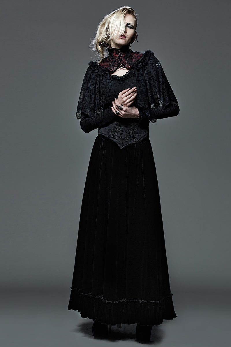 Q-262 Fashion black Long Satin Wool Gothic Skirt?-??Punk Rave Clothing