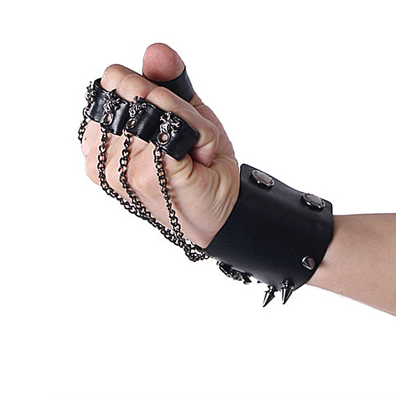 S-114 Fashion black Metal Removable Finger Gloves With Ring Accessories