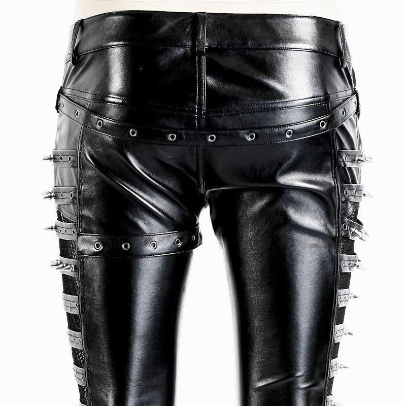 K-131 New Style Lether Riveted Long Punk Pants