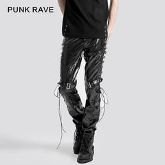 K-131 New Style Lether Riveted Long Punk Pants