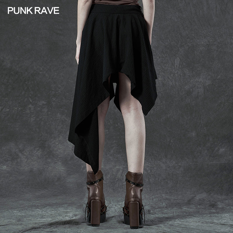 WQ-506BQF Punk asymmetrmetric vertical half skirt -  Punk Rave Clothing