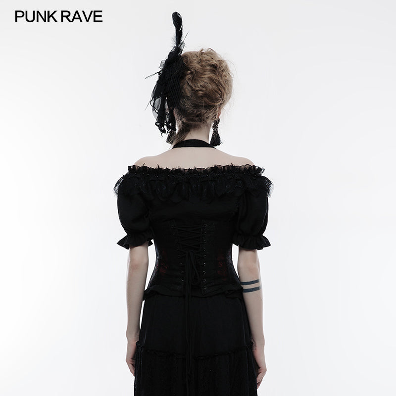 WY-838SYF Mystic Gothic Embossed Shirt with Intricate Baroque Design?-??Punk Rave Clothing