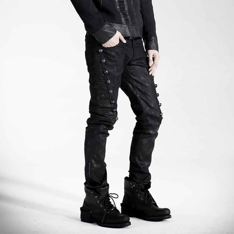 Top Sale Rivet Side Decorated K-136 Push Up Jean Punk Pants for men