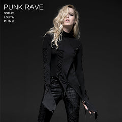 T-187 Sexy Fashion Cotton Gothic T-shirts With Hign Neck For Women?-??Punk Rave Clothing
