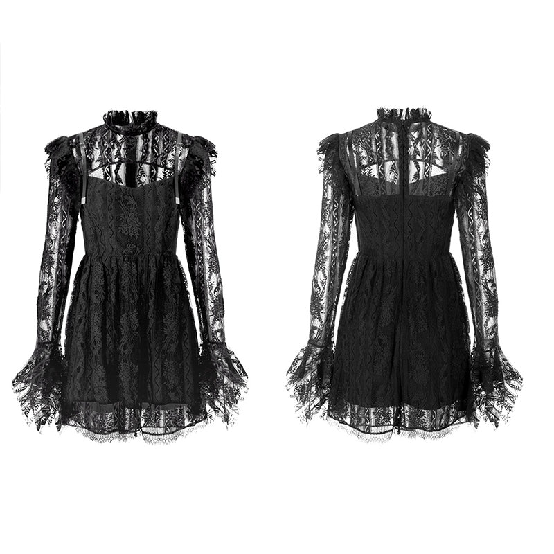 OPQ-722LQF Hollow-out lace dress