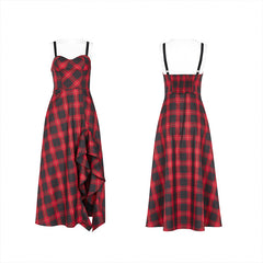 OPQ-859DQF Plaid irregular flounces slip dress