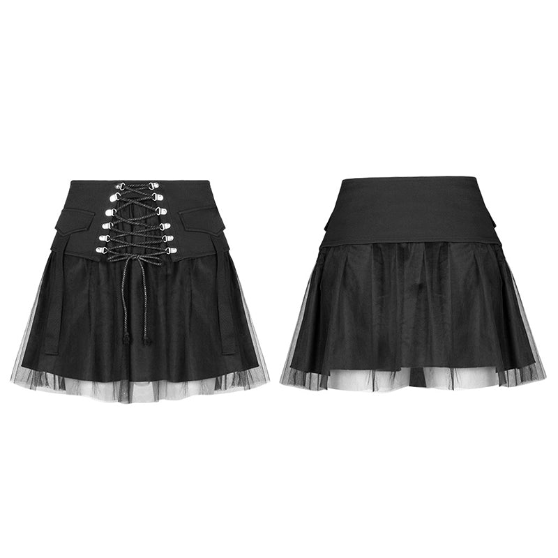 OPQ-615BQF Nifty punk mesh plaid skirt