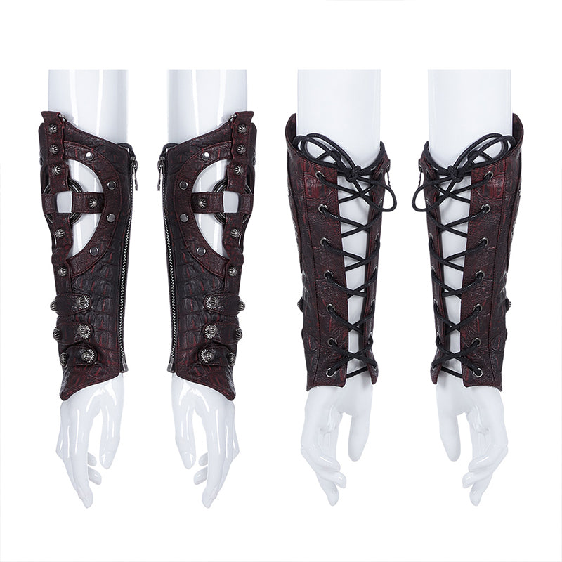 WS-338 Steampunk Imitation Crocodile PU Gloves