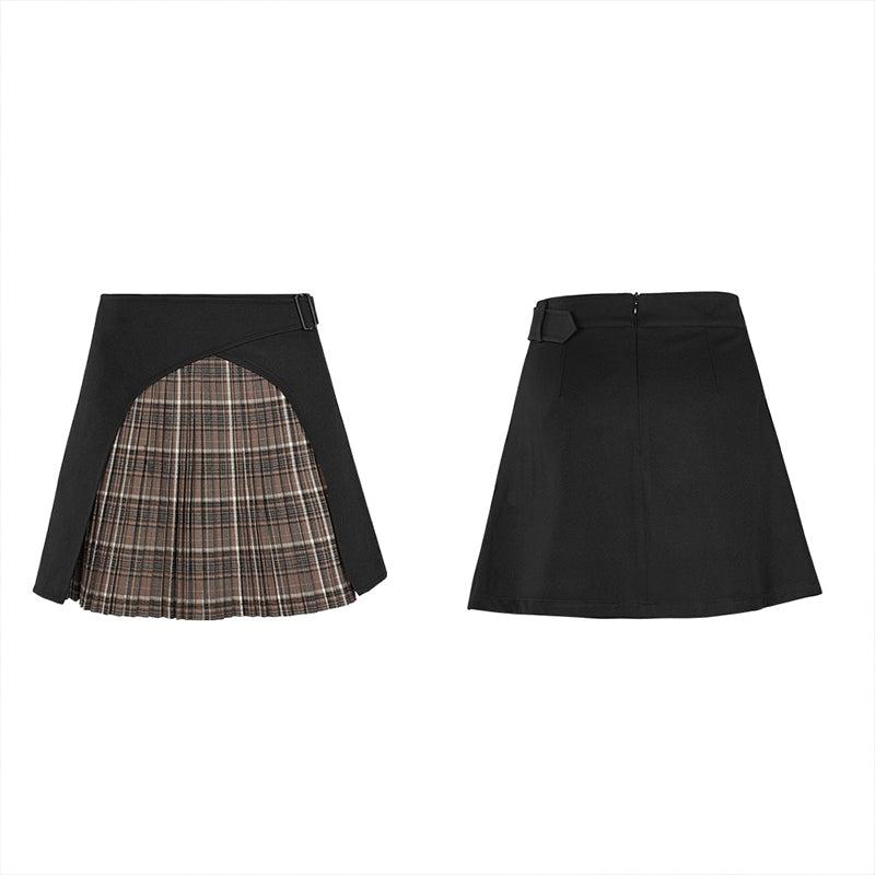 OPQ-834BQF Crossover sectional nifty plaid pleated skirt