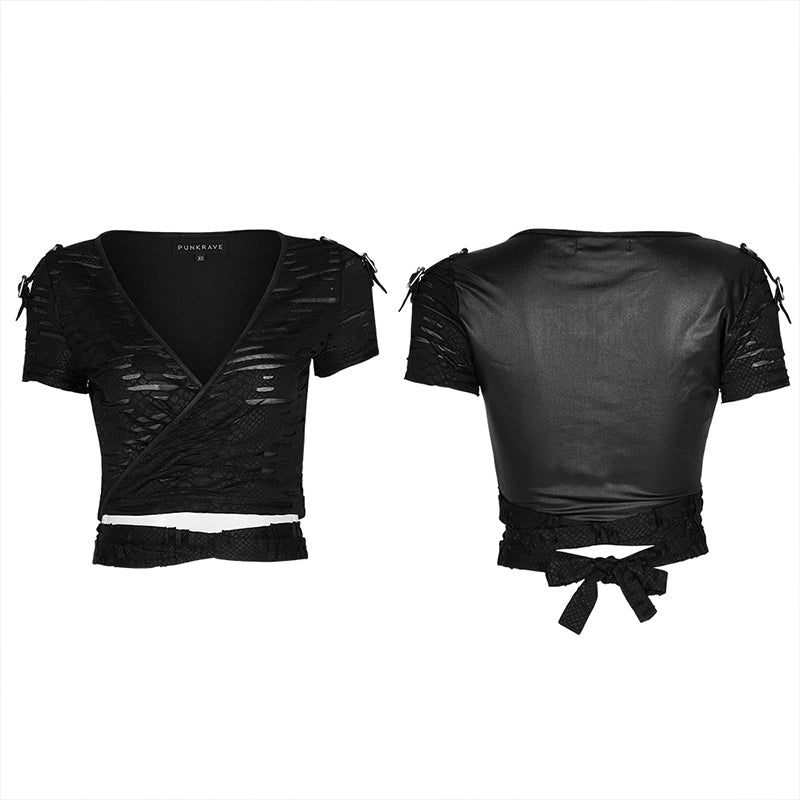 WT-647 Punk bandage short sleeve T-shirt