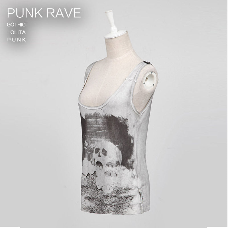 T-349 Digital Printing Sleeveless Punk Shirt?-??Punk Rave Clothing