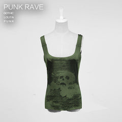 T-349 Digital Printing Sleeveless Punk Shirt?-??Punk Rave Clothing