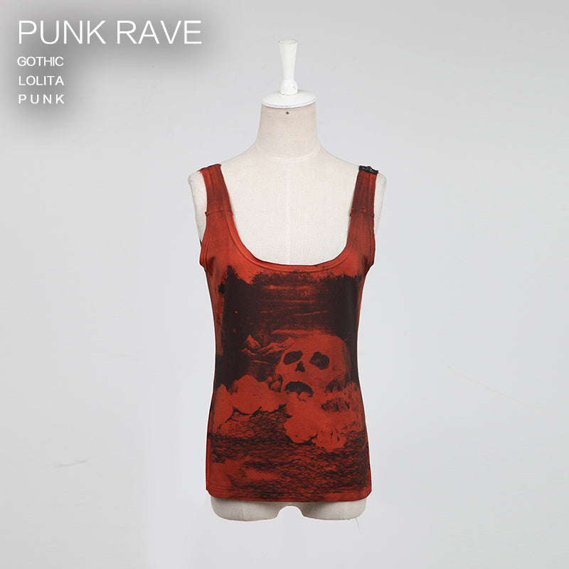 T-349 Digital Printing Sleeveless Punk Shirt?-??Punk Rave Clothing