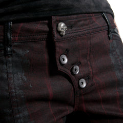 K-150 Latest Red Leather Belts Painted Punk Pants