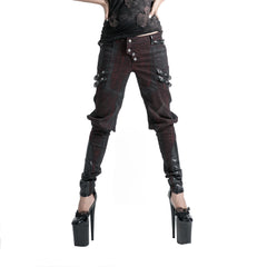 K-150 Latest Red Leather Belts Painted Punk Pants