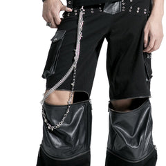 K-151 Gothic Style Loose Short Punk Pants With Leather-strip/detachable For Men