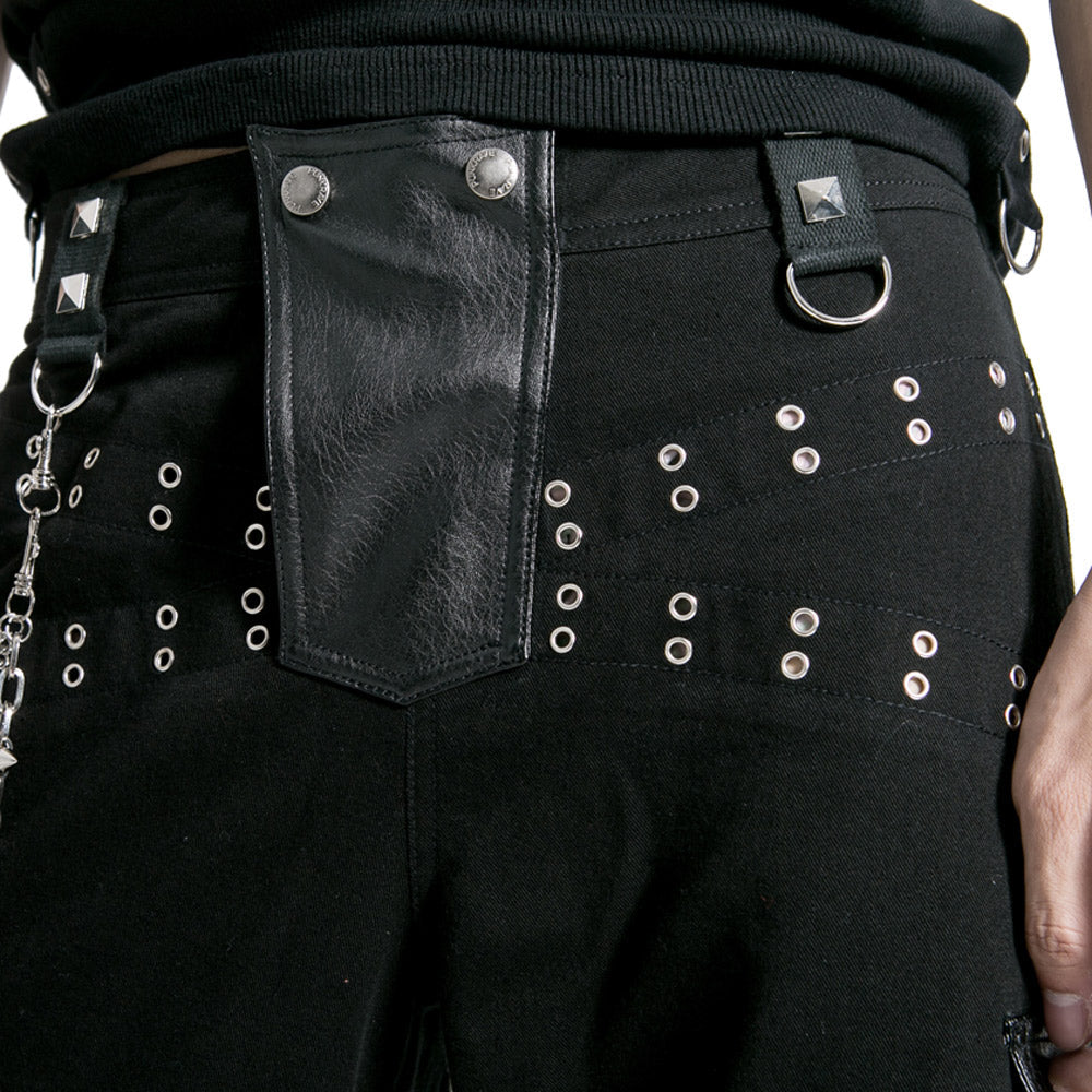 K-151 Gothic Style Loose Short Punk Pants With Leather-strip/detachable For Men