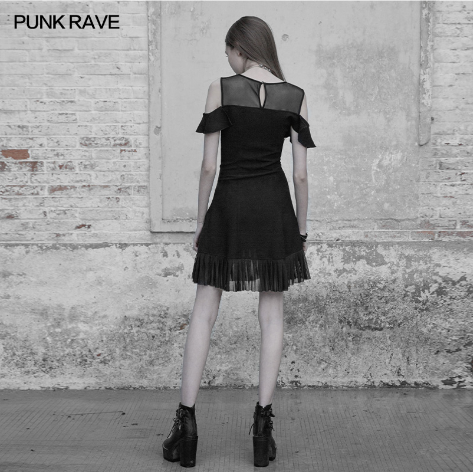 OPQ-336LQF Punk Rave Mesh stitching chiffon short dress