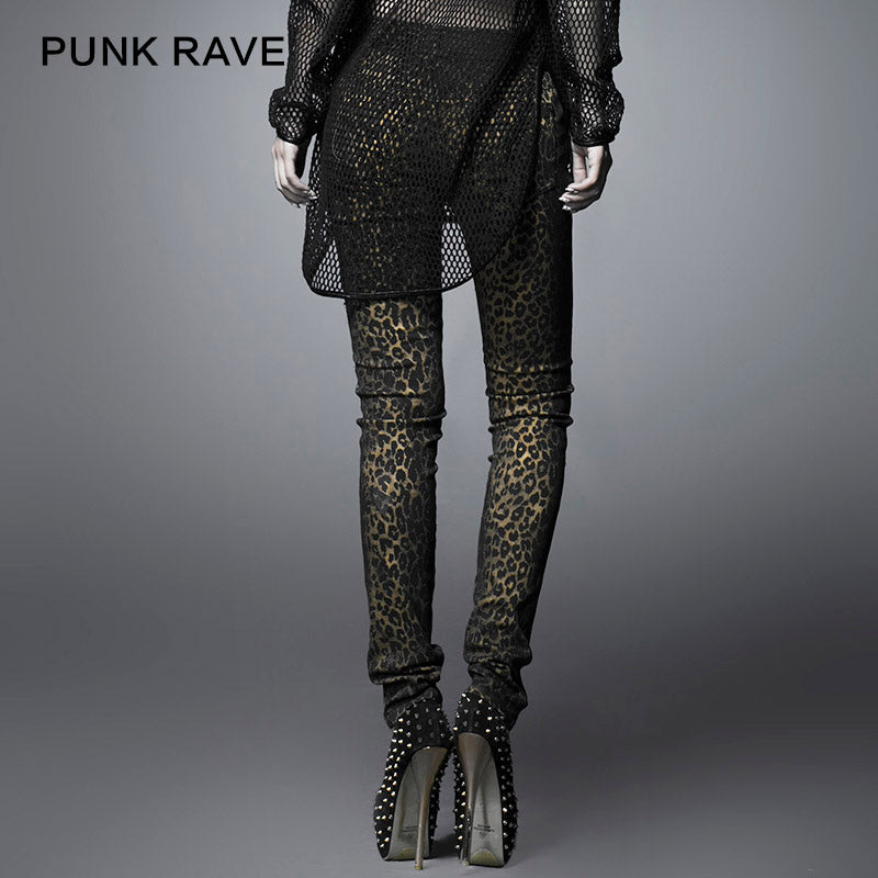 K-165 Newest Lady Leopard Print Punk Pants