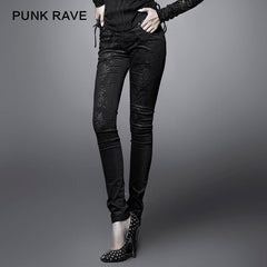 For Women K-166 Fashion black Ladies Punk Pants