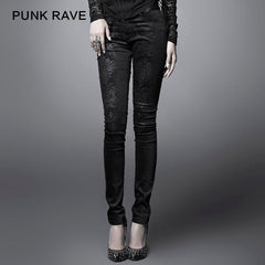 For Women K-166 Fashion black Ladies Punk Pants