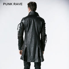 Popular Punk Rave Jacket Y-349 Studded Special Hot Fit Leather Long Gothic Coat For Men