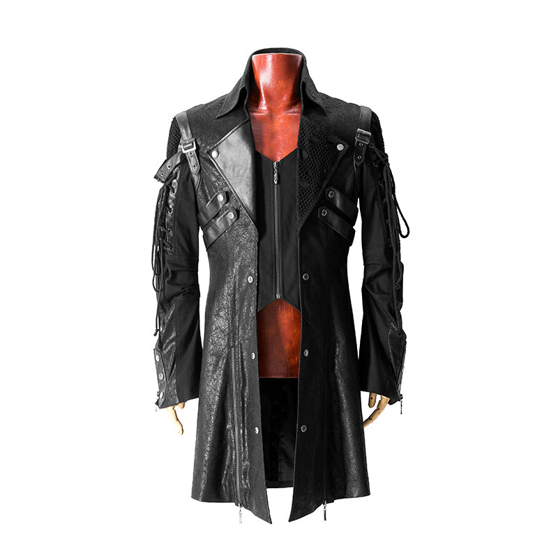 Popular Punk Rave Jacket Y-349 Studded Special Hot Fit Leather Long Gothic Coat For Men