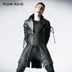 Popular Punk Rave Jacket Y-349 Studded Special Hot Fit Leather Long Gothic Coat For Men