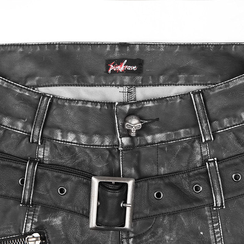 Sexy Women K-170 Special black And Copper Leather Punk Pants?-??Punk Rave Clothing