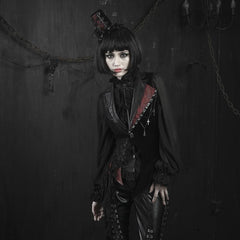 Y-362 Stylish Long Sleeve Gothic Jacket With Lotus Leaf Standing Collar?-??Punk Rave Clothing