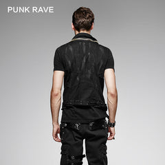 Y-404 black Cowboy Fleece Hand-painted Punk Vest?-??Punk Rave Clothing