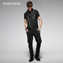 Y-404 black Cowboy Fleece Hand-painted Punk Vest?-??Punk Rave Clothing