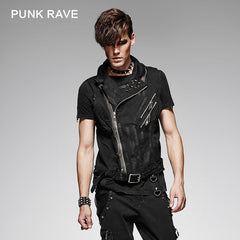 Y-404 black Cowboy Fleece Hand-painted Punk Vest?-??Punk Rave Clothing